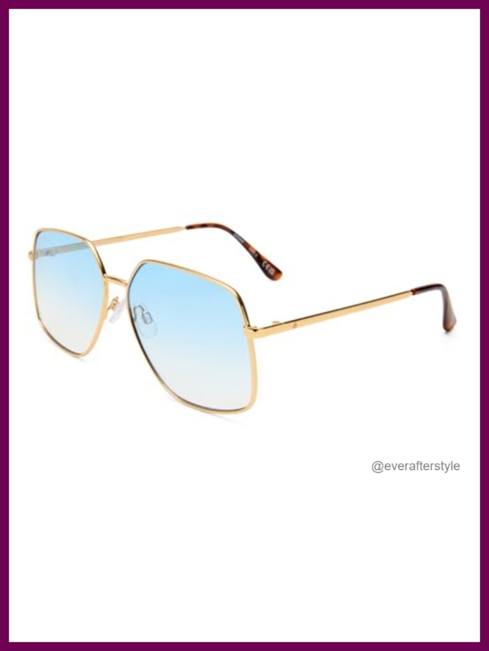 Aviator Sunglasses Gold Havana Frame Sky Blue Gradient Lenses UV Protection